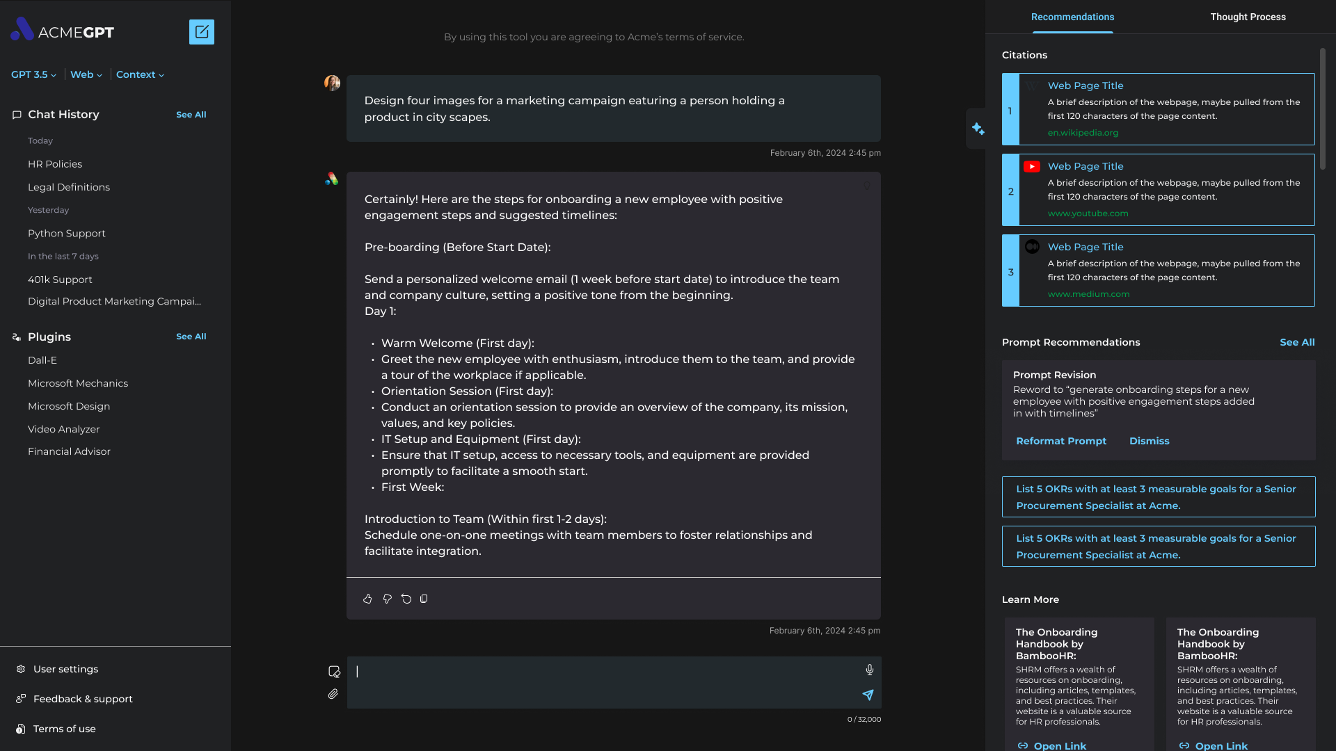 Core desktop layout with dynamic context pane in dark mode