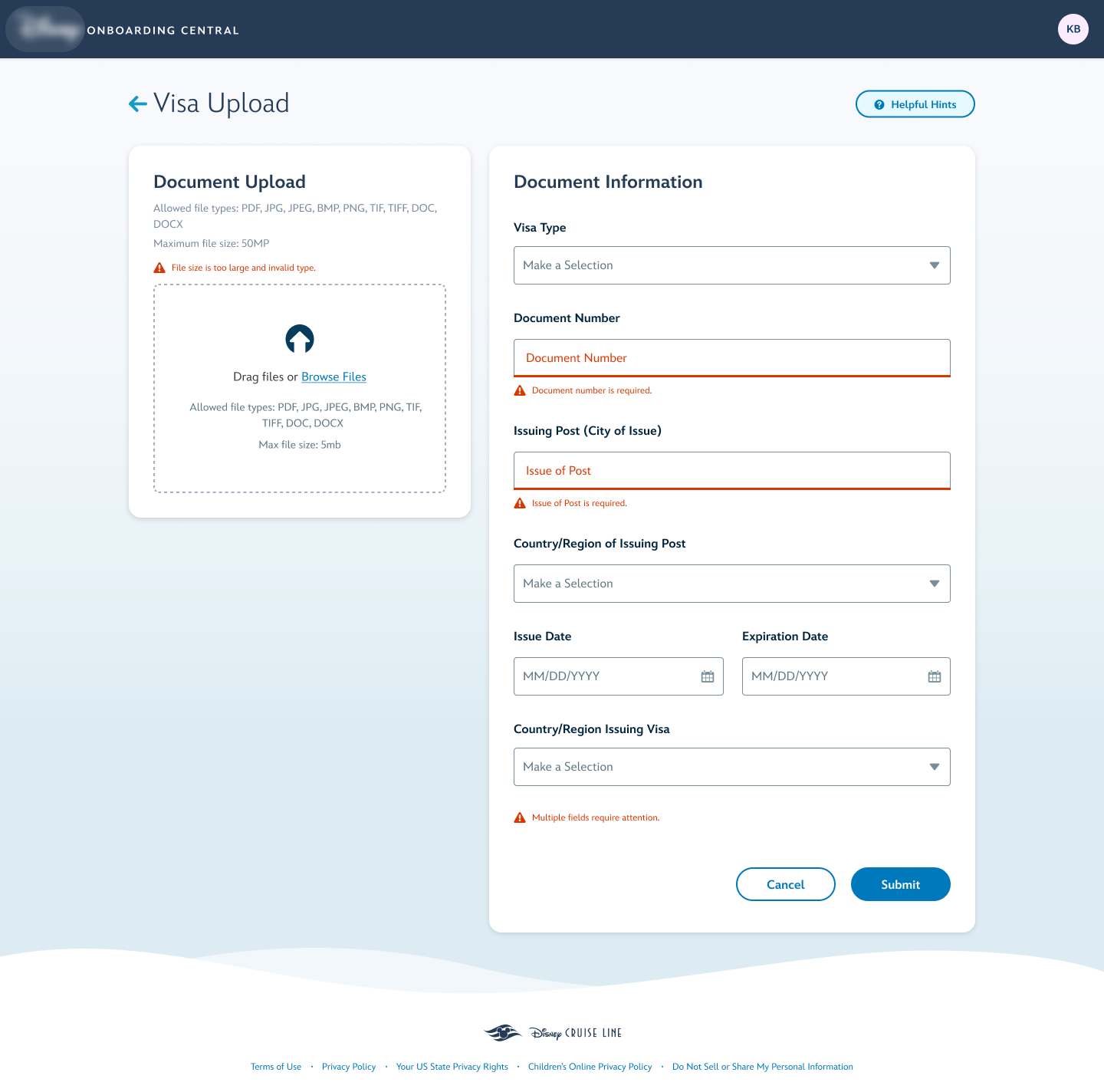 Error state patterns for the hiring platform