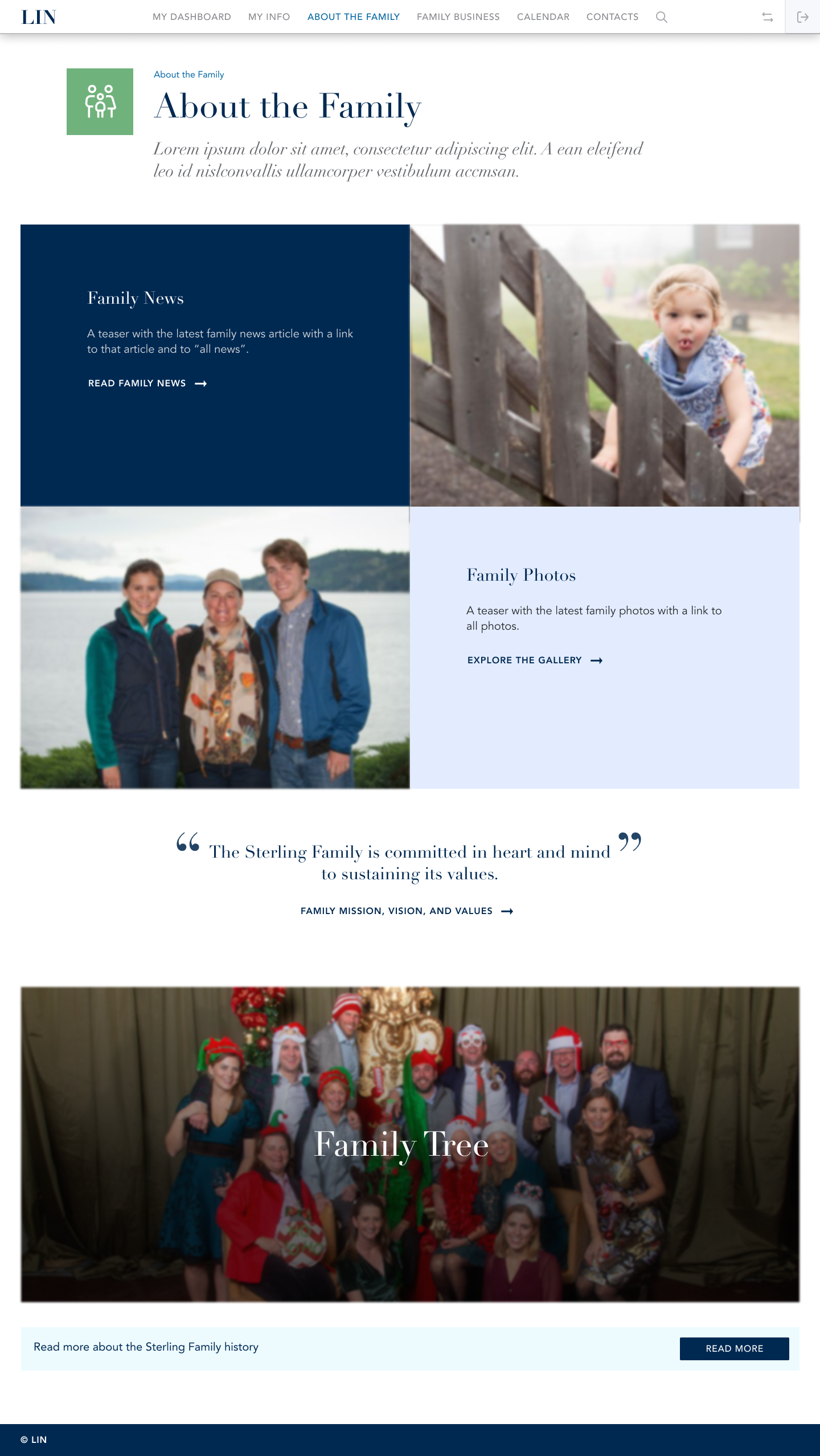 About the Family landing page on desktop