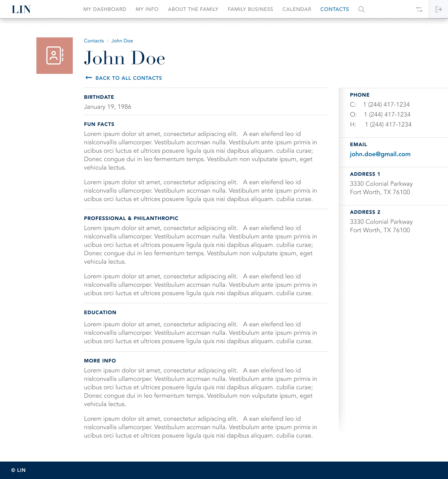 Contact client flow on desktop