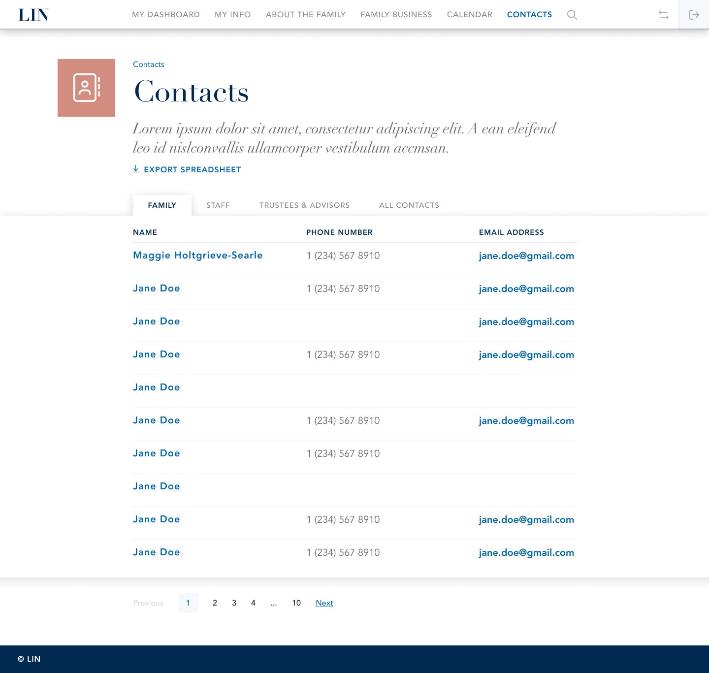 Contacts directory on desktop
