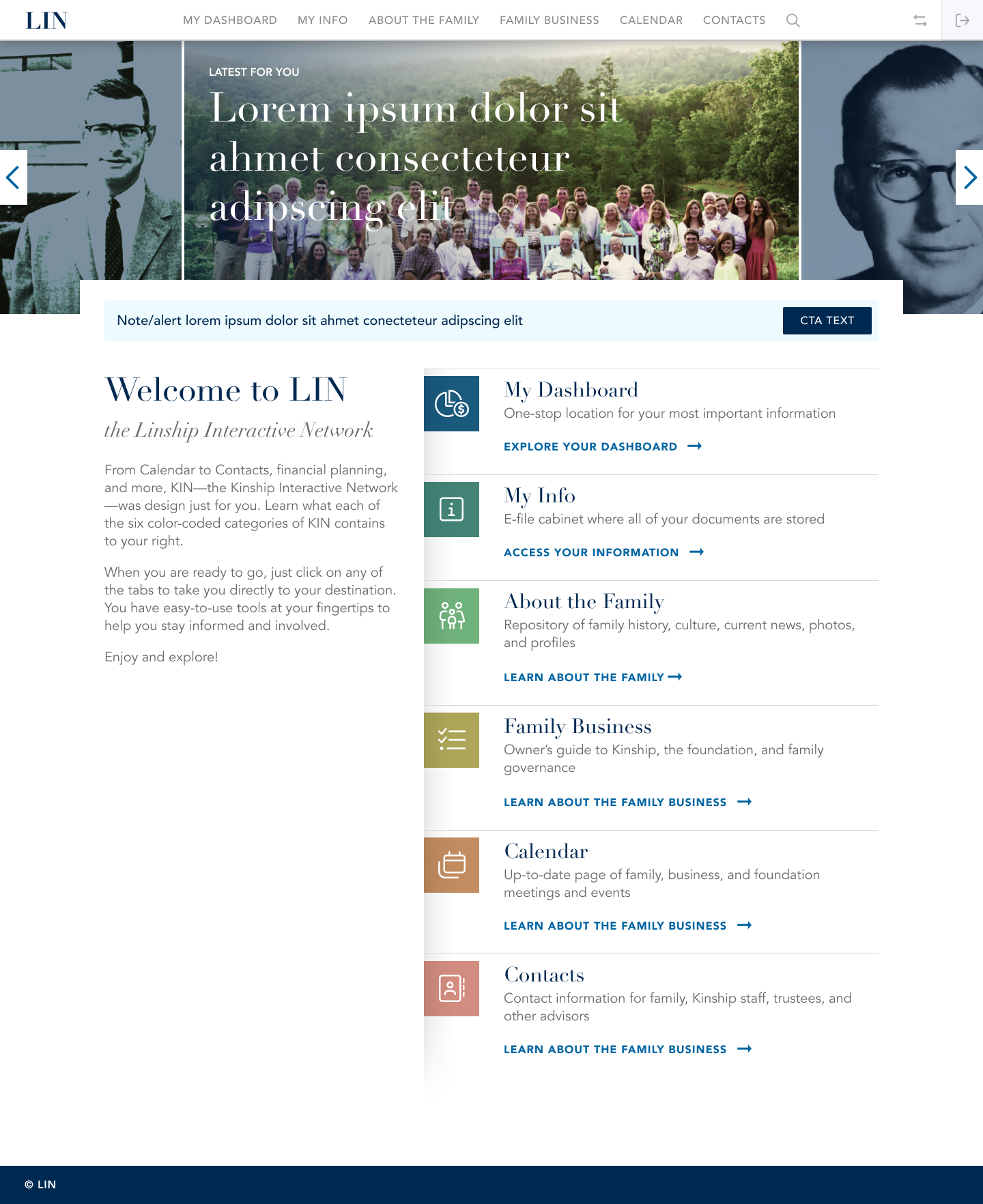 Family office public homepage on desktop