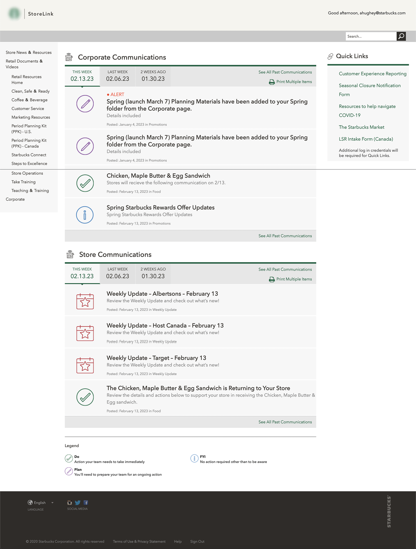 Legacy StoreLink home — before redesign