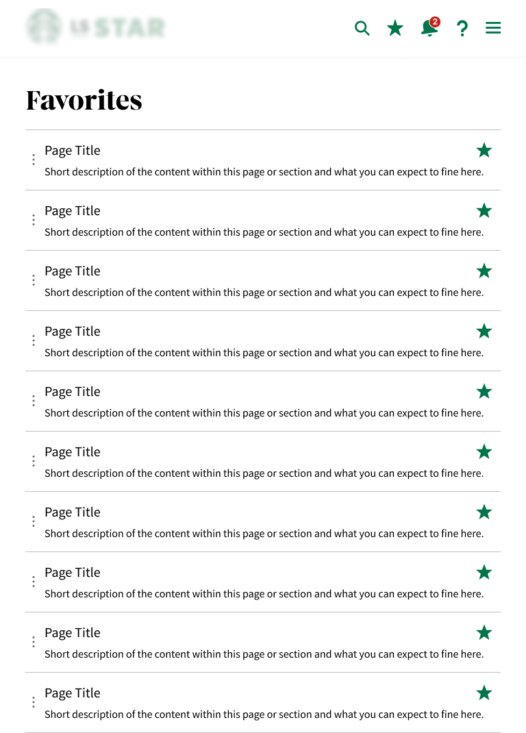 StoreLink Favorites — saved content