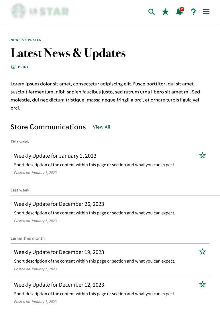 Individual communications weekly update