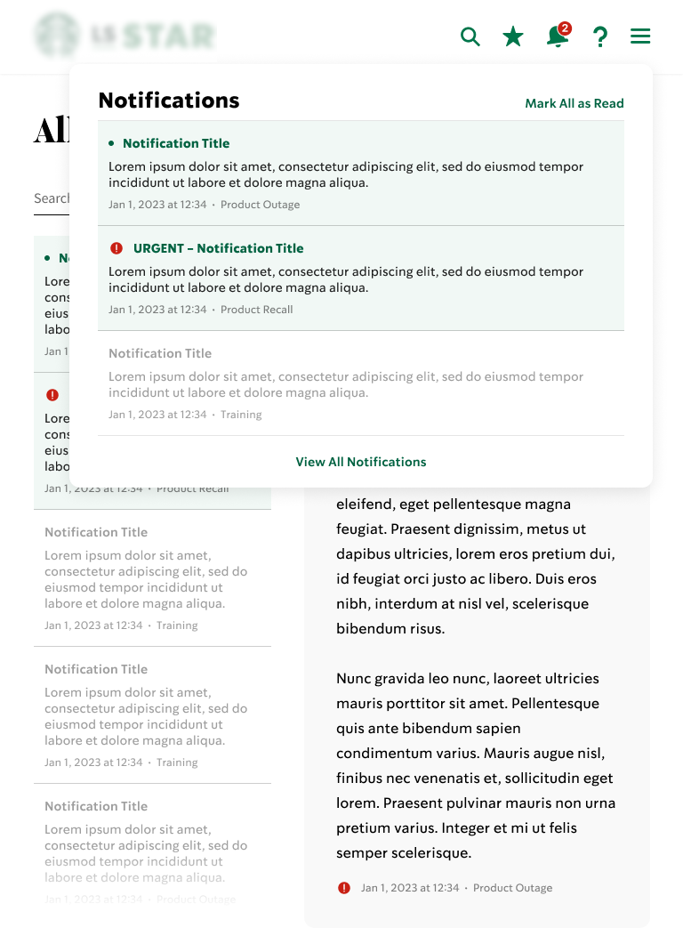 StoreLink notifications quick access