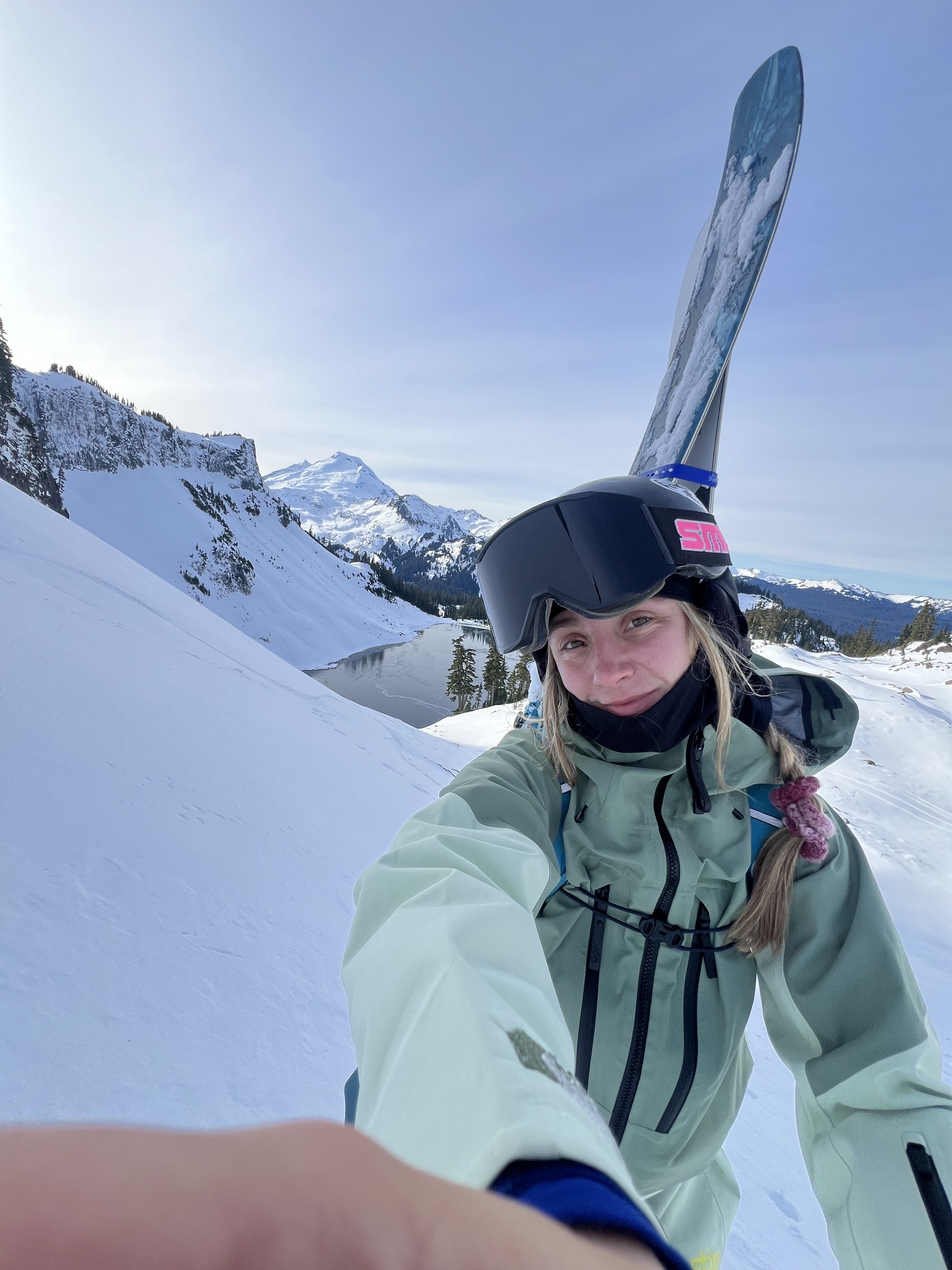 Annie backcountry skiing around Mount Baker